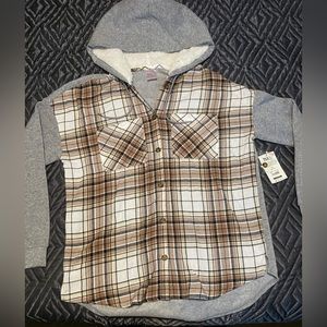 NWT No Boundaries plaid button up sweatshirt size XL